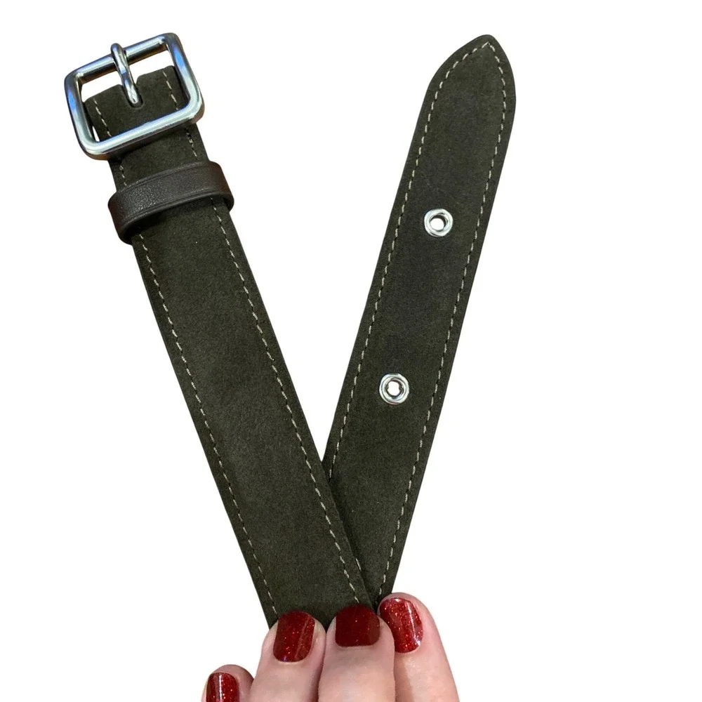 Coach Dark Brown Suede Leather Belt Silver Buckle Kids Size‎ XS